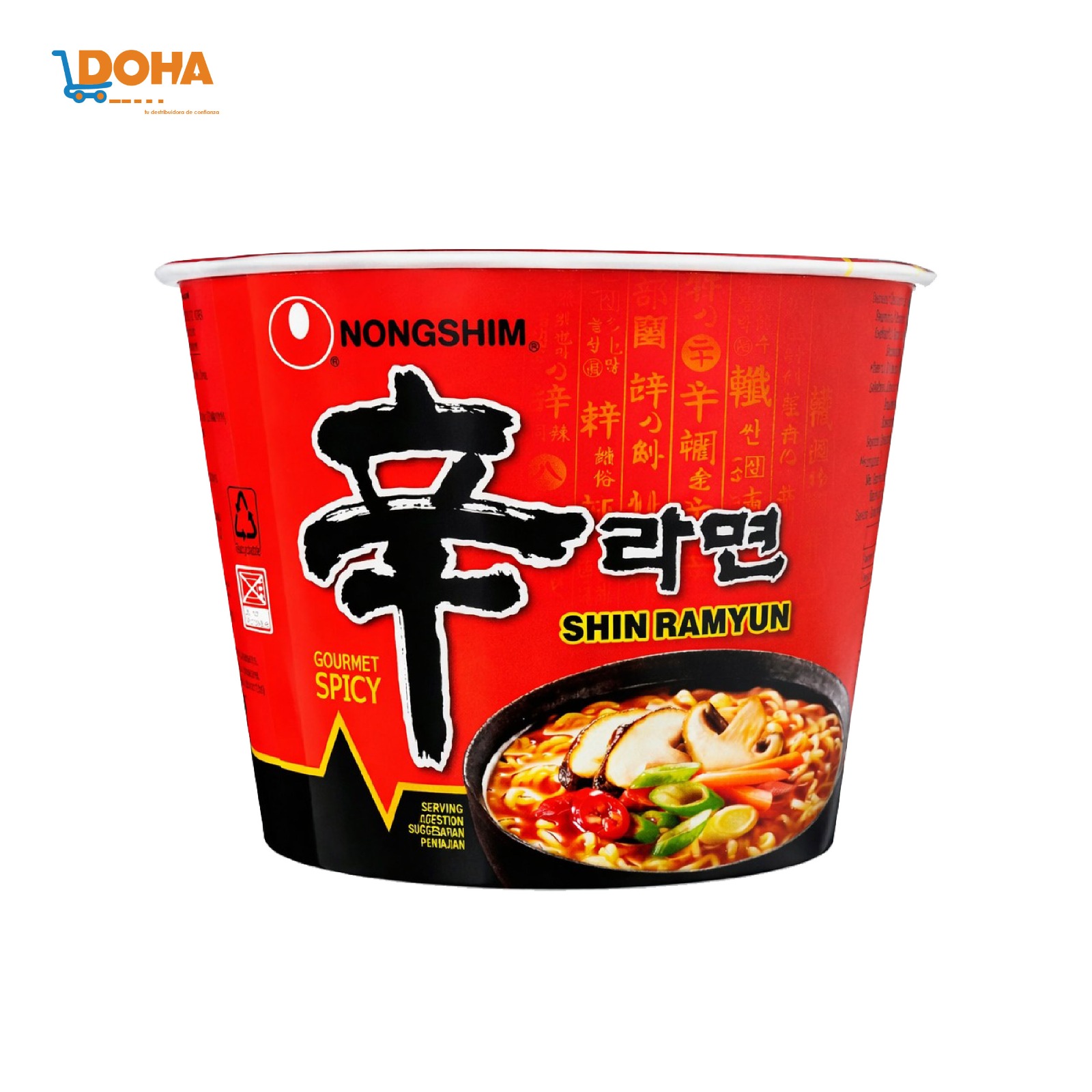 Tazón de sopa sabor picante Nongshim shin Raymundo
