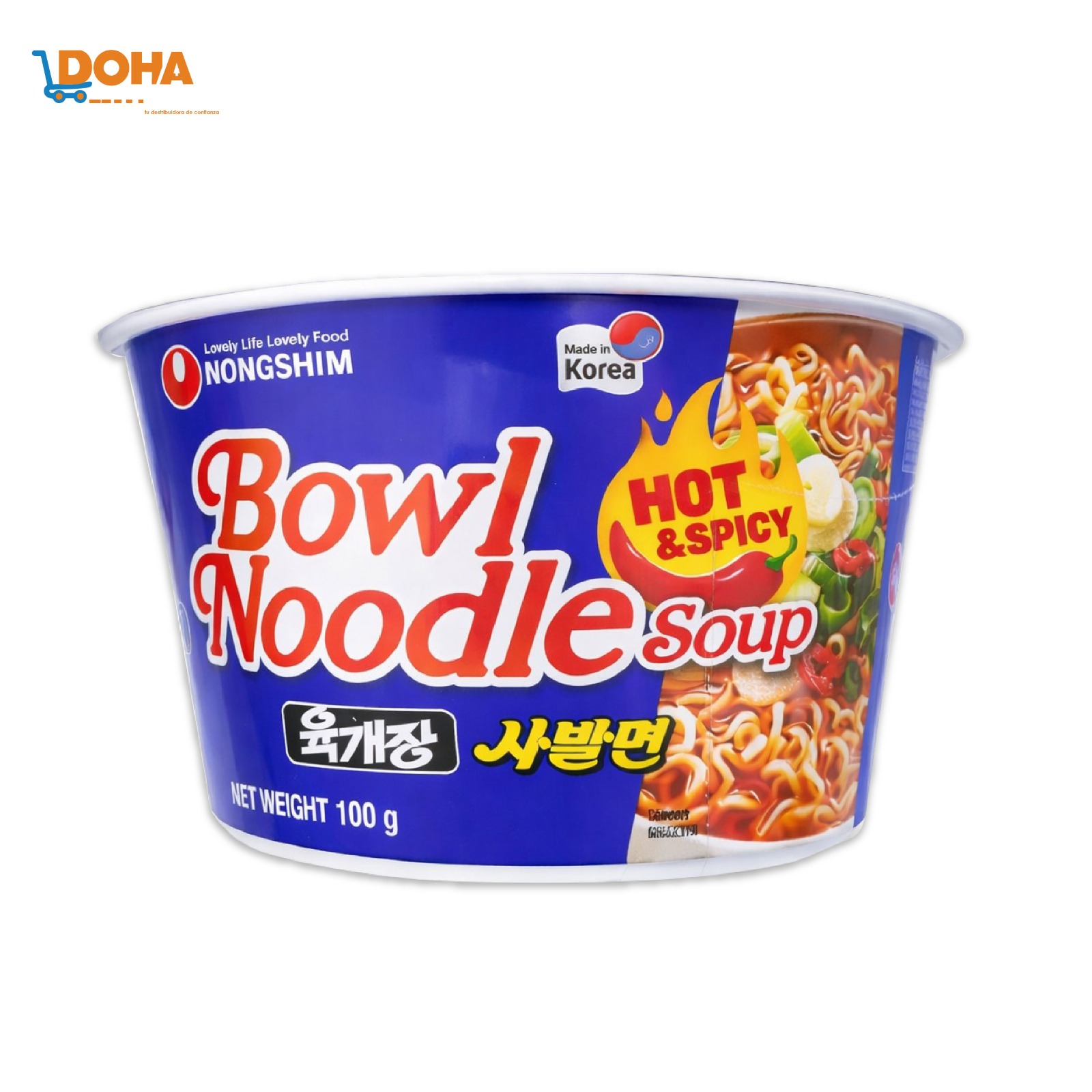 Tazón de sopa sabor res picante Nongshim Bowl Noodle Soup